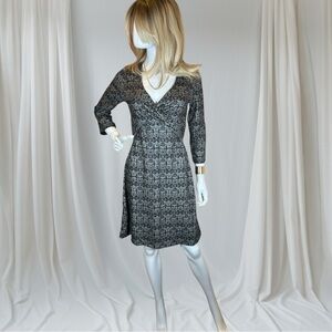 Prana Black Sheath Dress V-Neck 3/4 Sleeve